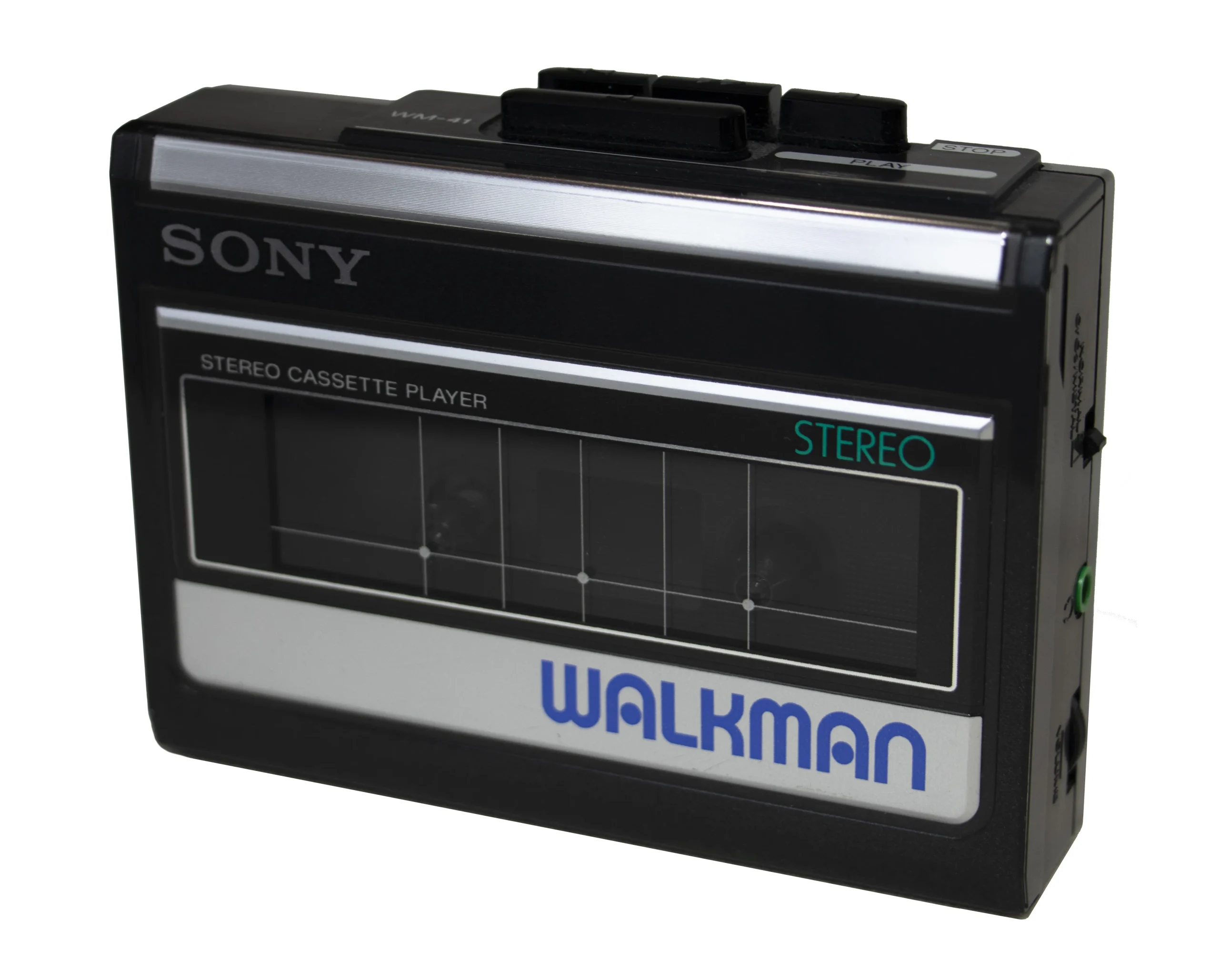 A Sony Walkman WM-41 portable cassette player, classic personal stereo from the 1980s