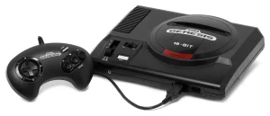 Vintage Sega Genesis retro video game console with controller, a classic 16-bit gaming system
