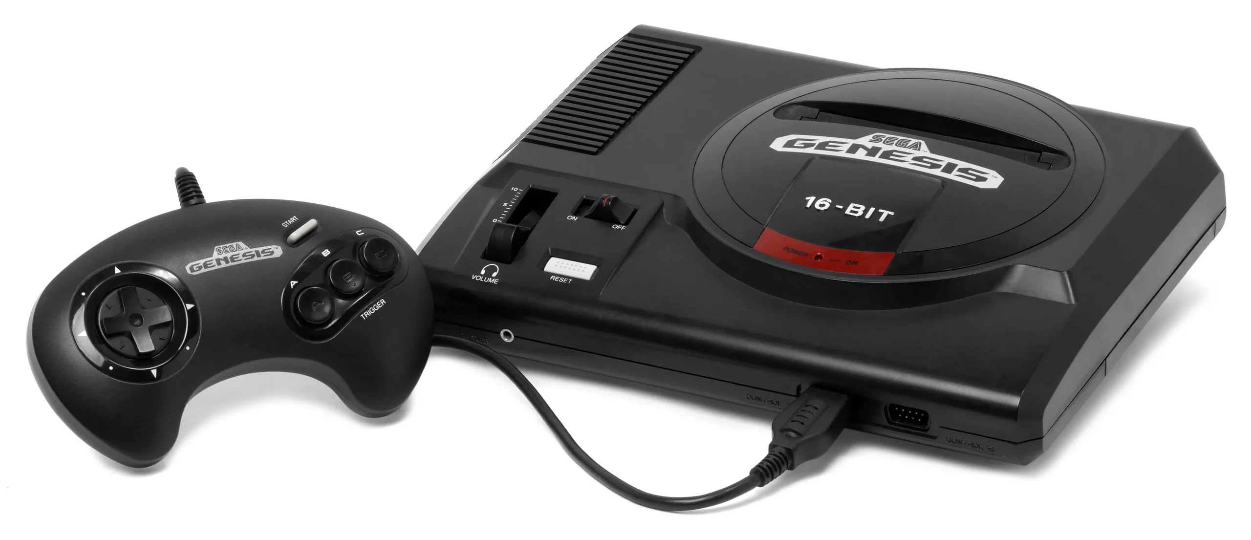 Vintage Sega Genesis retro video game console with controller, a classic 16-bit gaming system