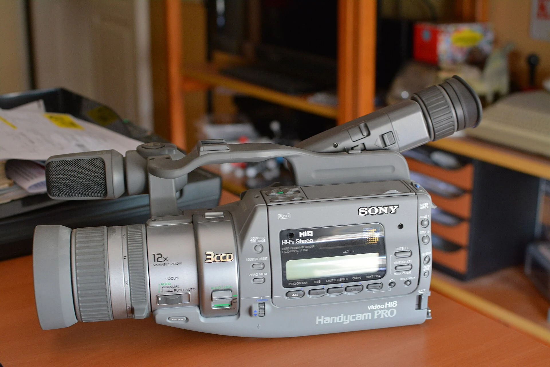 A Sony Handycam CCD-VX1E Hi8 camcorder